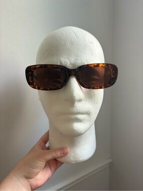 Tortoiseshell Rectangular Women’s Sunglasses - Brown Lenses